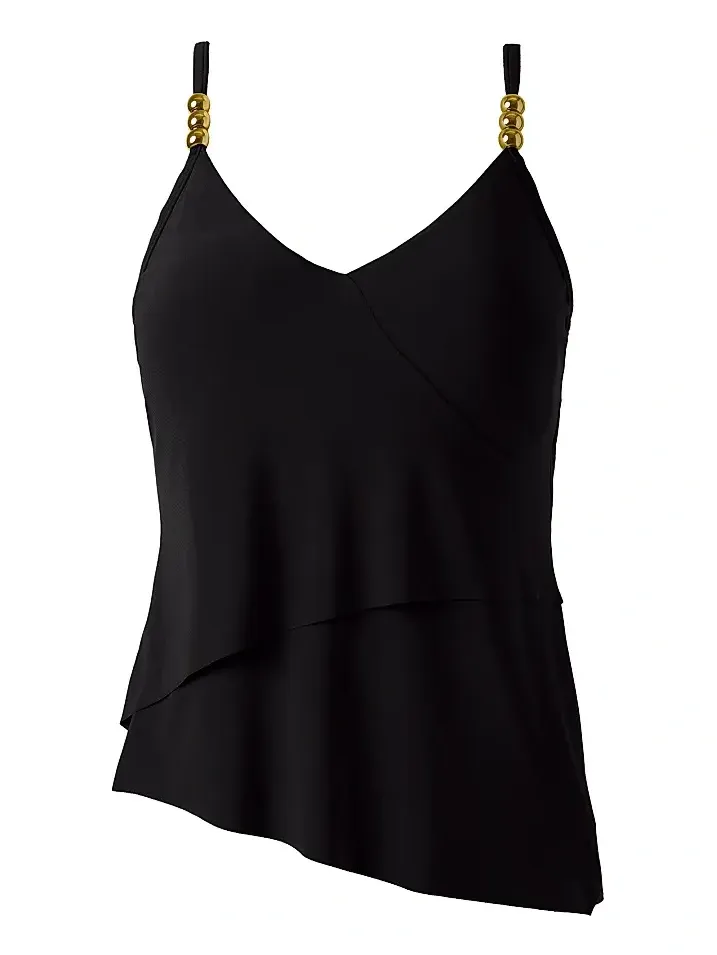Women's Solid Elsa Asymmetric Tankini Top