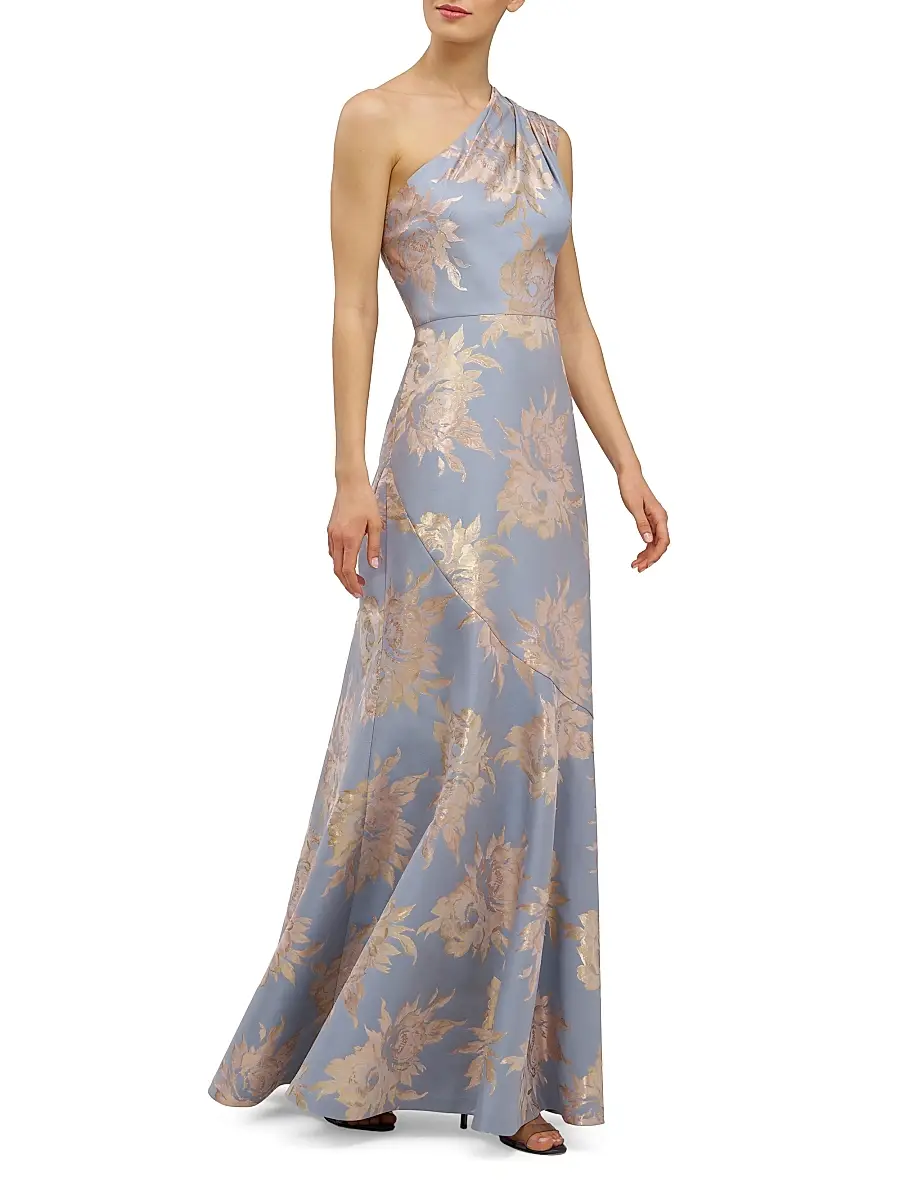 Kay Unger Women's Gianella One-Shoulder Jacquard Gown | Thumbnail 5 Kay Unger Women's Gianella One-Shoulder Jacquard Gown | Thumbnail 5