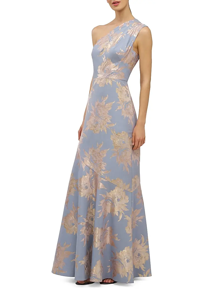 Kay Unger Women's Gianella One-Shoulder Jacquard Gown | Thumbnail 6 Kay Unger Women's Gianella One-Shoulder Jacquard Gown | Thumbnail 6