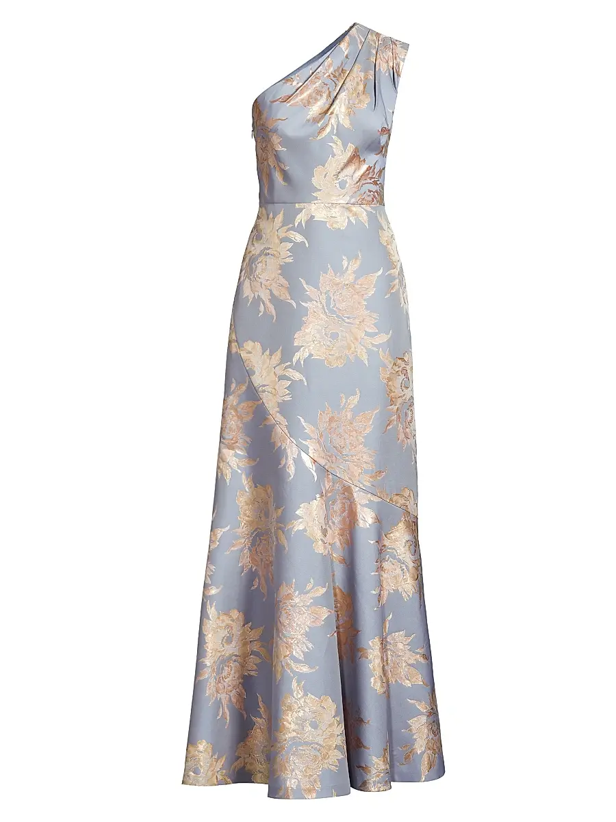 Kay Unger Women's Gianella One-Shoulder Jacquard Gown