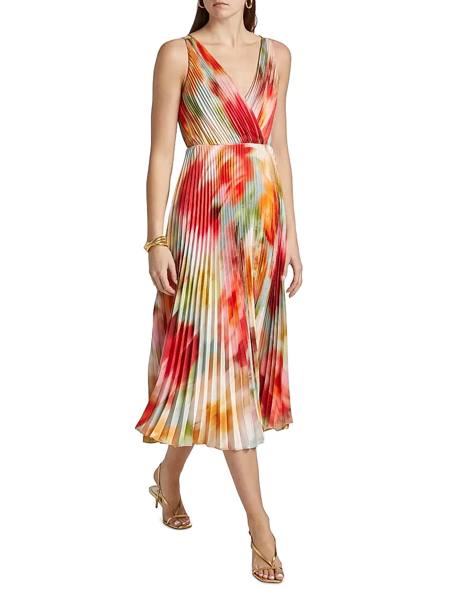 As It May Women's Nylah Printed Satin Midi-Dress | Thumbnail 2