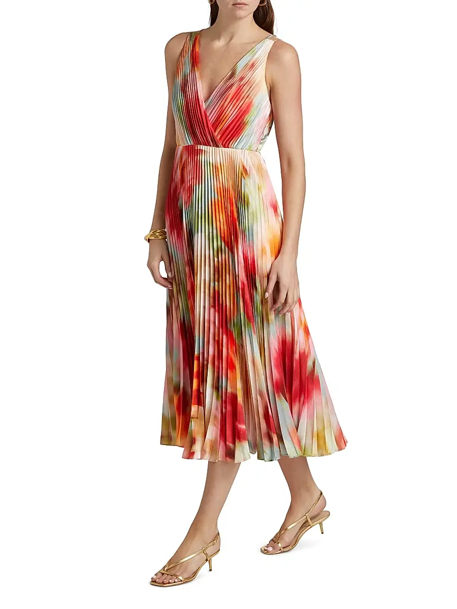 As It May Women's Nylah Printed Satin Midi-Dress | Thumbnail 4