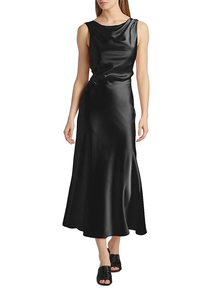 Halston Women's Aubrie Satin Cowl Cocktail Dress | Thumbnail 3