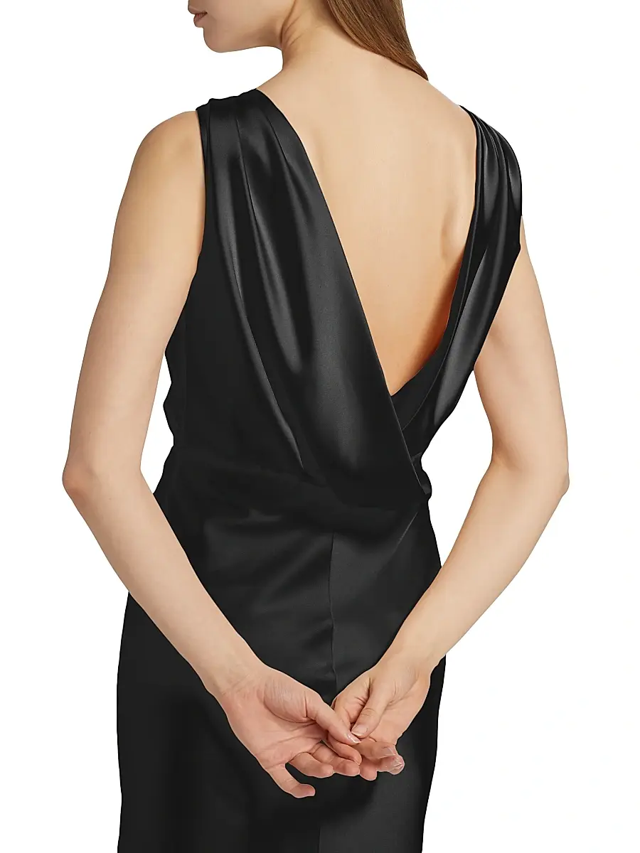 Halston Women's Aubrie Satin Cowl Cocktail Dress | Thumbnail 6