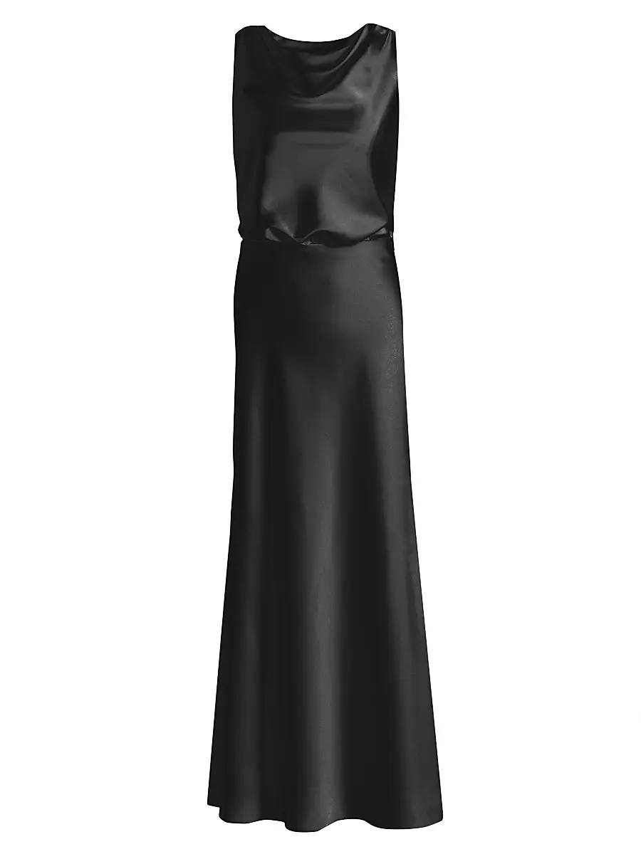 Halston Women's Aubrie Satin Cowl Cocktail Dress - Black | Image 1 Halston Women's Aubrie Satin Cowl Cocktail Dress - Black | Image 1