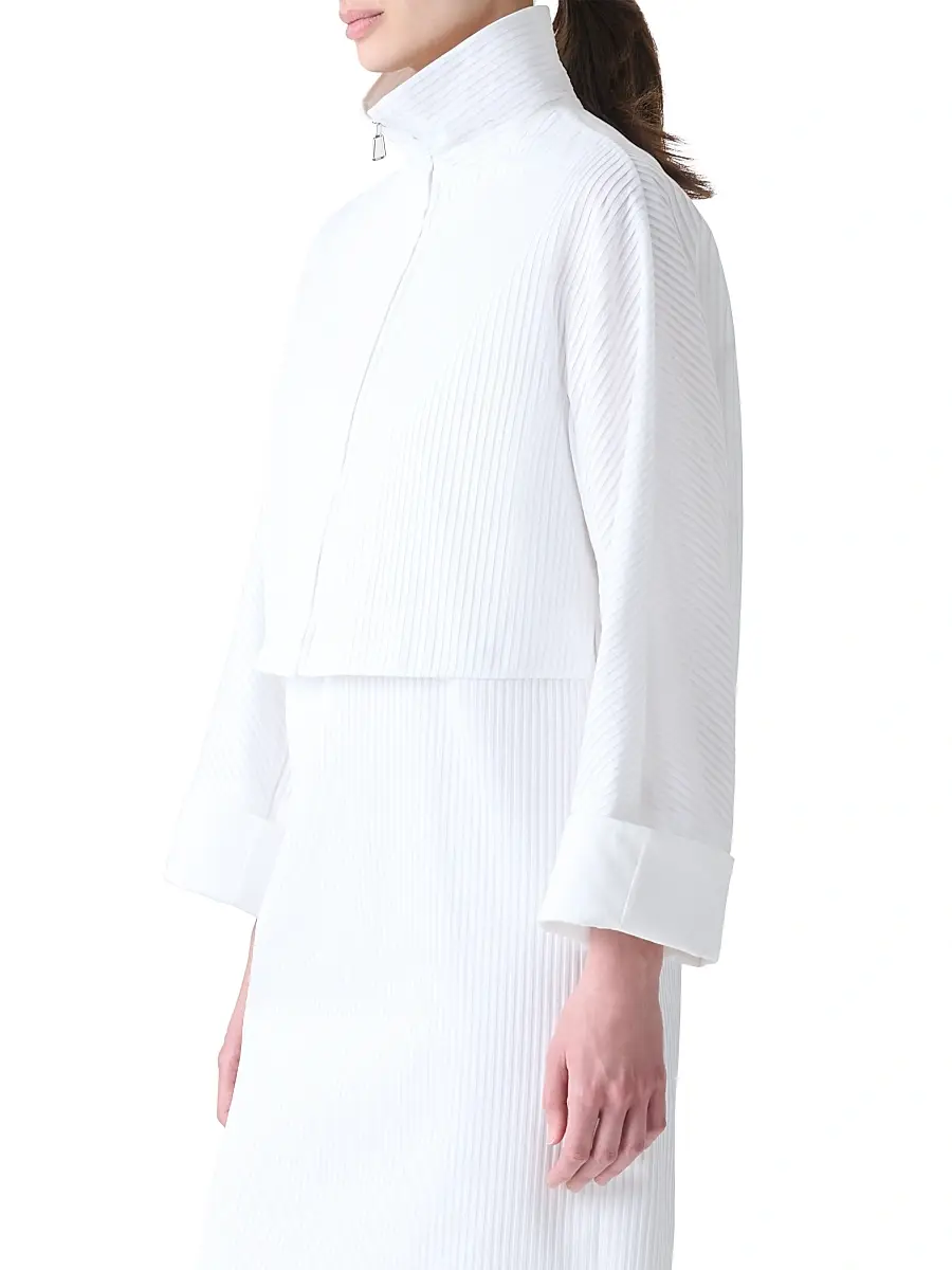 Akris Women's Mimi Stitched Pleat Cotton Voile Jacket | Thumbnail 3 Akris Women's Mimi Stitched Pleat Cotton Voile Jacket | Thumbnail 3