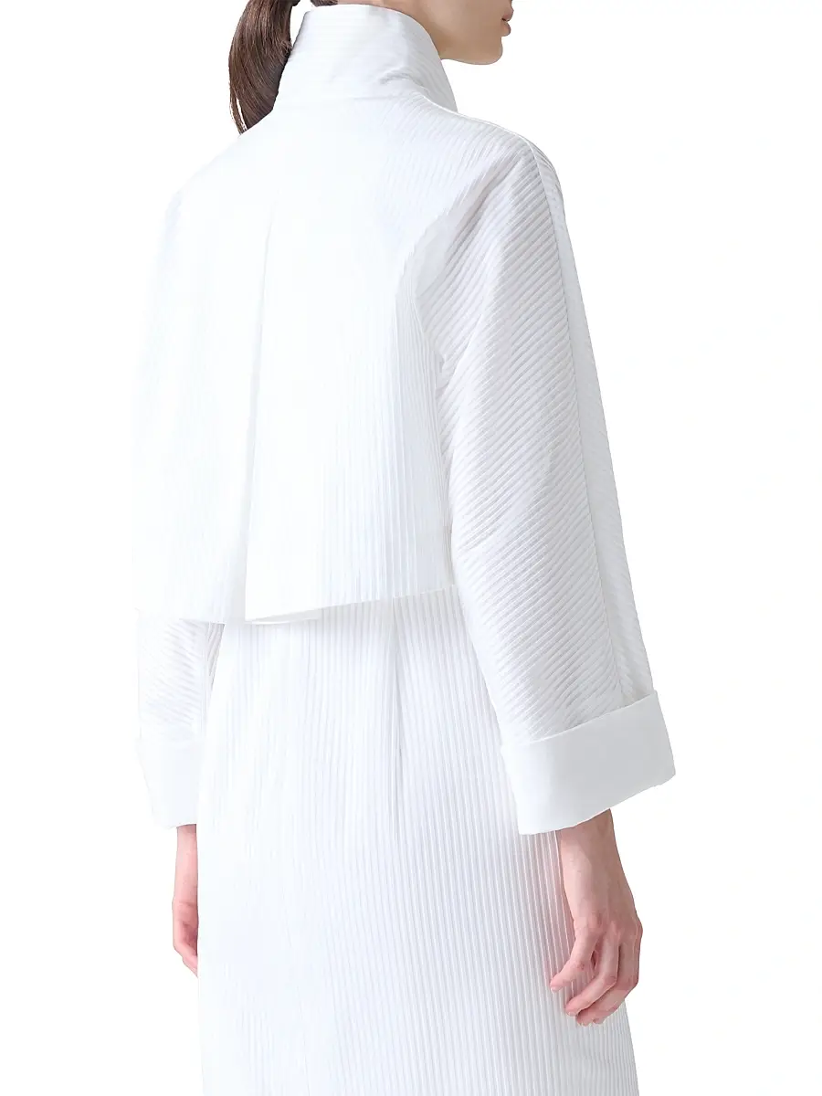 Akris Women's Mimi Stitched Pleat Cotton Voile Jacket | Thumbnail 4 Akris Women's Mimi Stitched Pleat Cotton Voile Jacket | Thumbnail 4