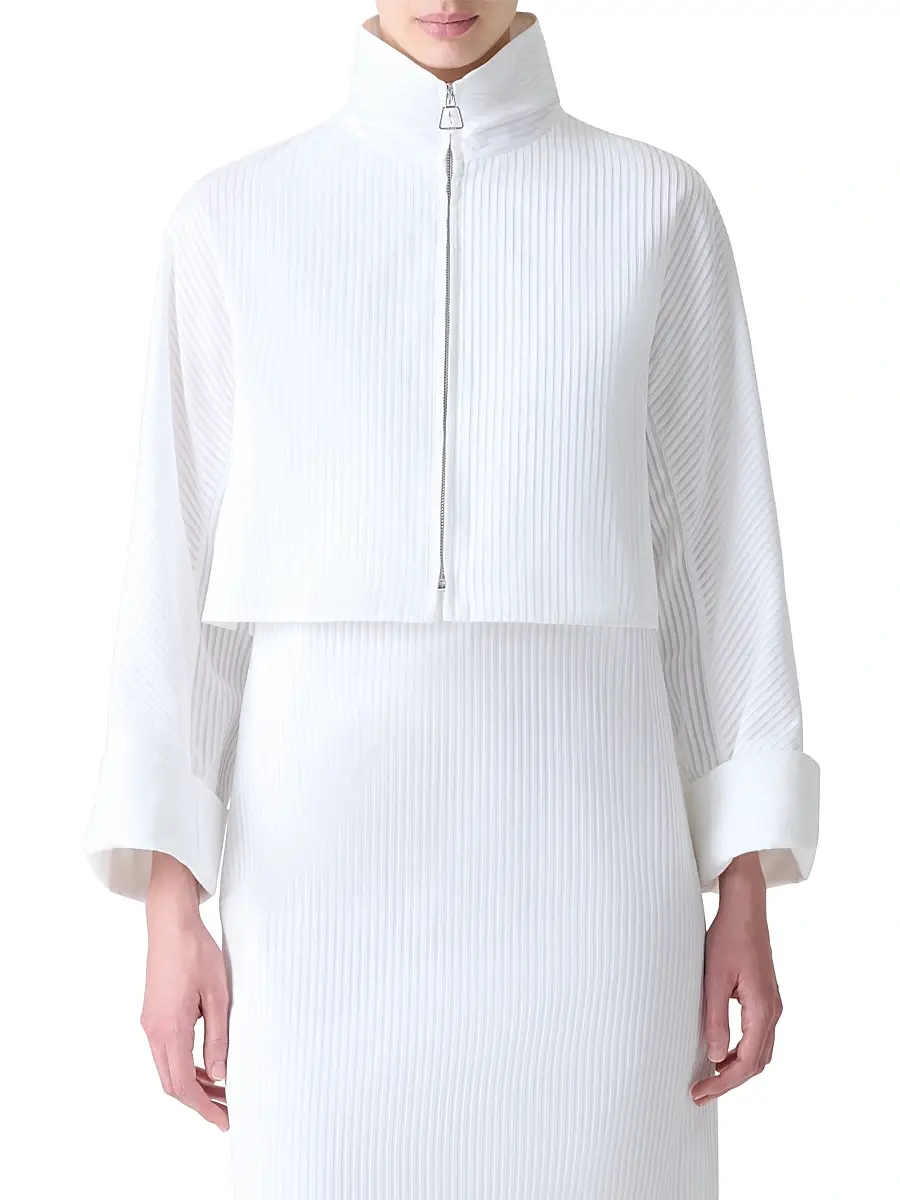 Akris Women's Mimi Stitched Pleat Cotton Voile Jacket