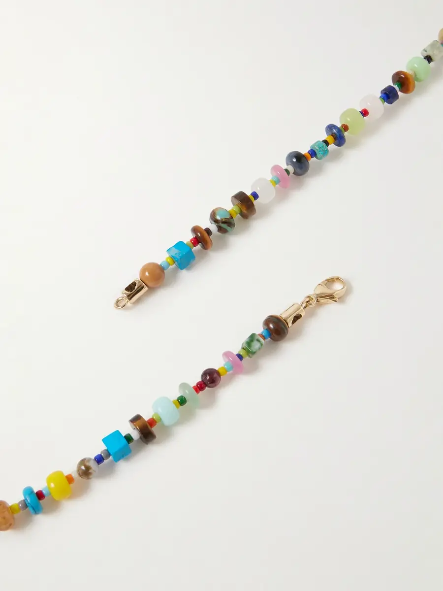 LUIS MORAIS 14-Karat Gold, Agate and Diamond Beaded Necklace - Men | Thumbnail 3