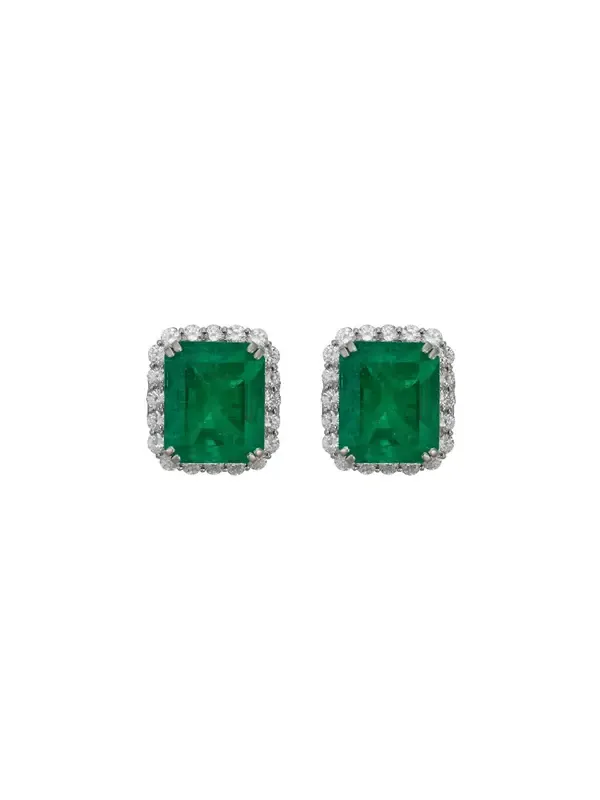 3.51ct Emerald Diamond 18K Gold Earring 3.51ct Emerald Diamond 18K Gold Earring