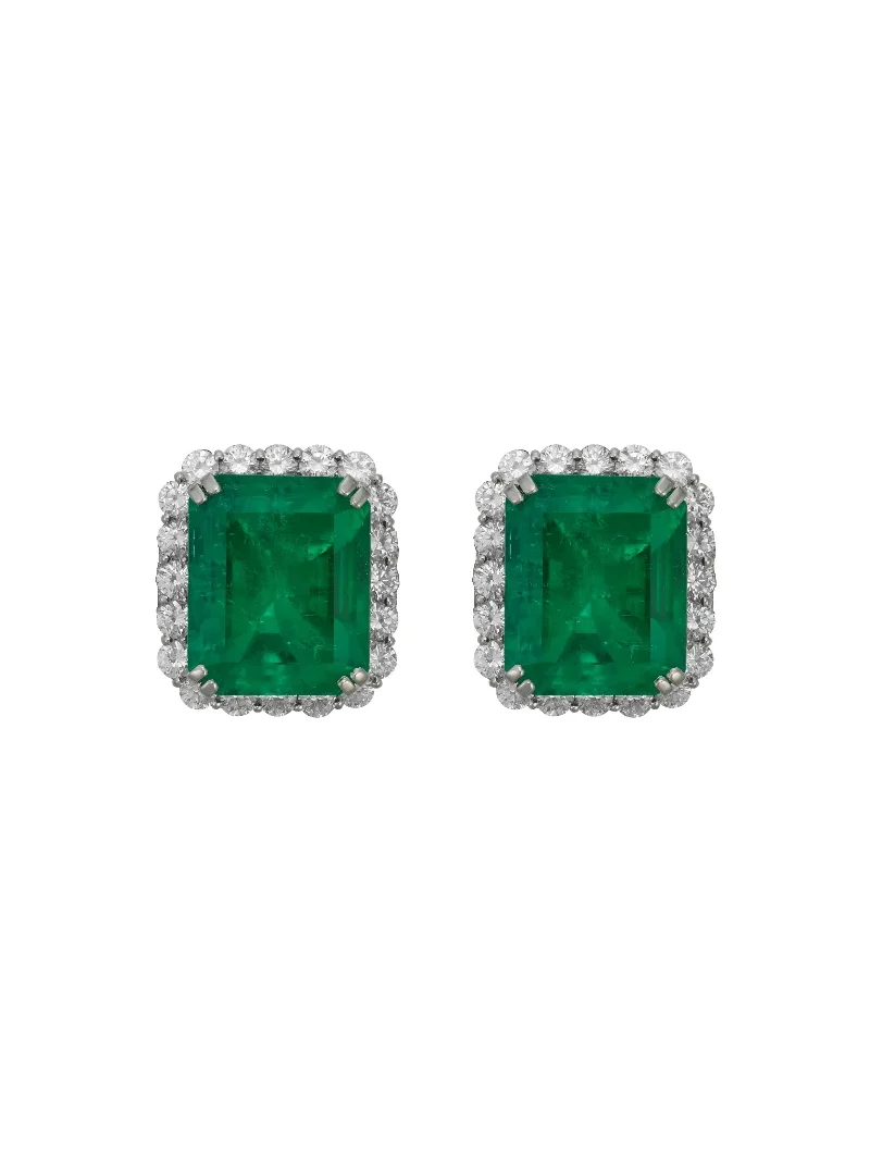 3.51ct Emerald Diamond 18K Gold Earring 3.51ct Emerald Diamond 18K Gold Earring