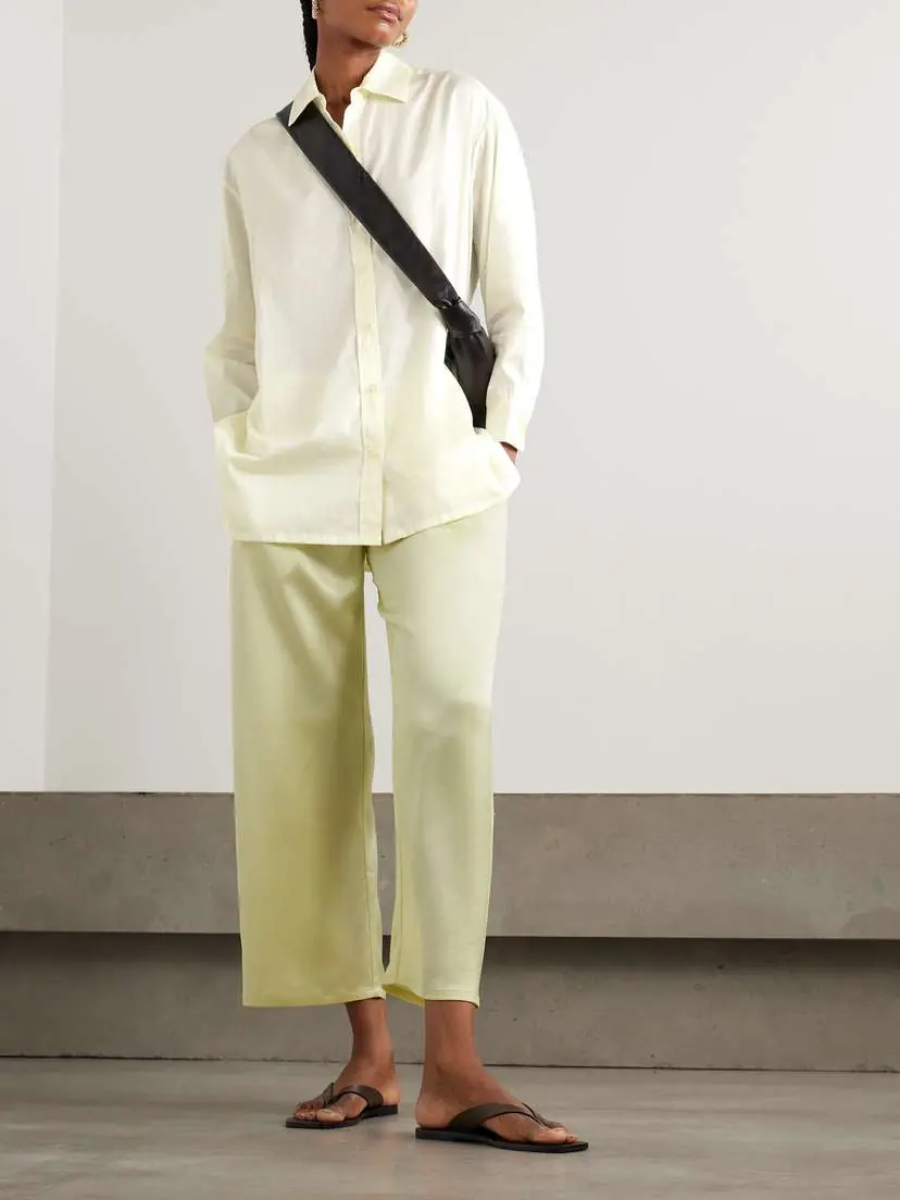 LESET Barb Cropped Satin Wide-leg Pants | Thumbnail 2 LESET Barb Cropped Satin Wide-leg Pants | Thumbnail 2