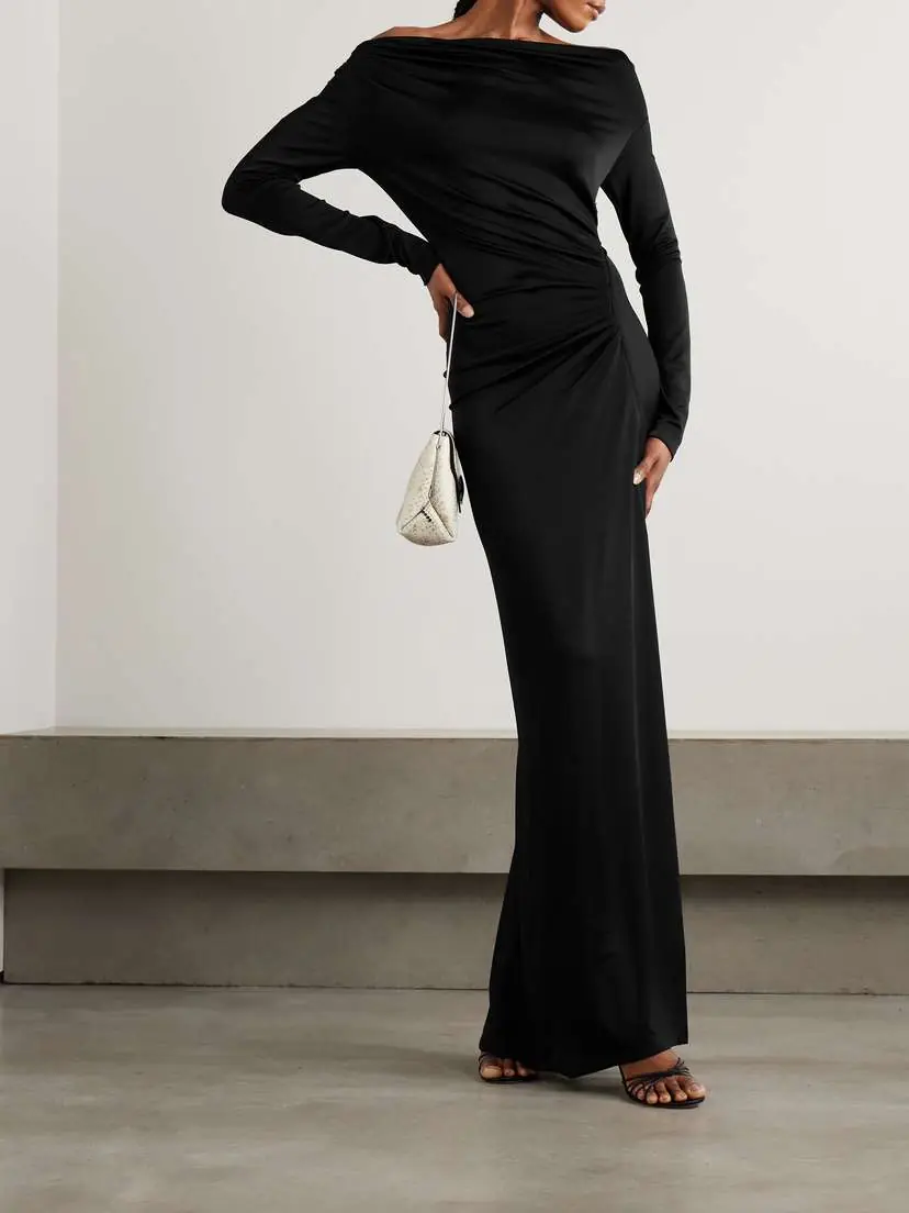 Victoria Beckham Off-the-shoulder Draped Satin Gown | Thumbnail 2