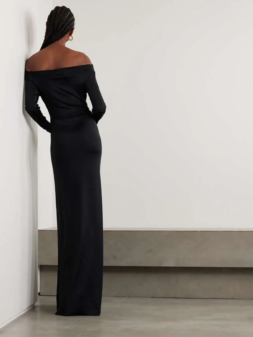 Victoria Beckham Off-the-shoulder Draped Satin Gown | Thumbnail 3