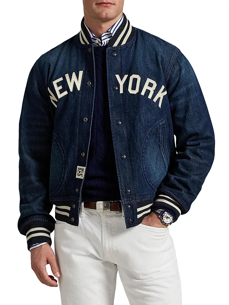 Polo Ralph Lauren Men's Yankees Denim Bomber Jacket | Thumbnail 2