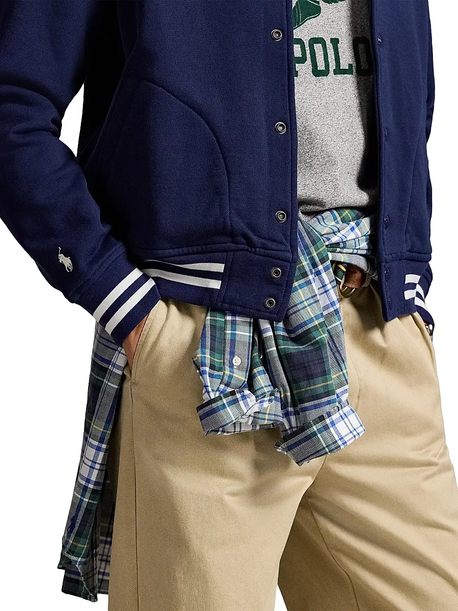 Polo Ralph Lauren Men's Logo Fleece Baseball Jacket - Newport Navy | Thumbnail 5 Polo Ralph Lauren Men's Logo Fleece Baseball Jacket - Newport Navy | Thumbnail 5