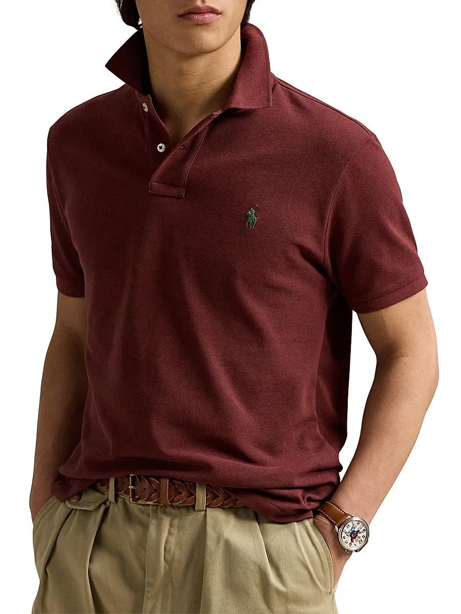 Polo Ralph Lauren Men's Custom-Slim-Fit Mesh Polo Shirt - Light Sport Heather | Thumbnail 8 Polo Ralph Lauren Men's Custom-Slim-Fit Mesh Polo Shirt - Light Sport Heather | Thumbnail 8