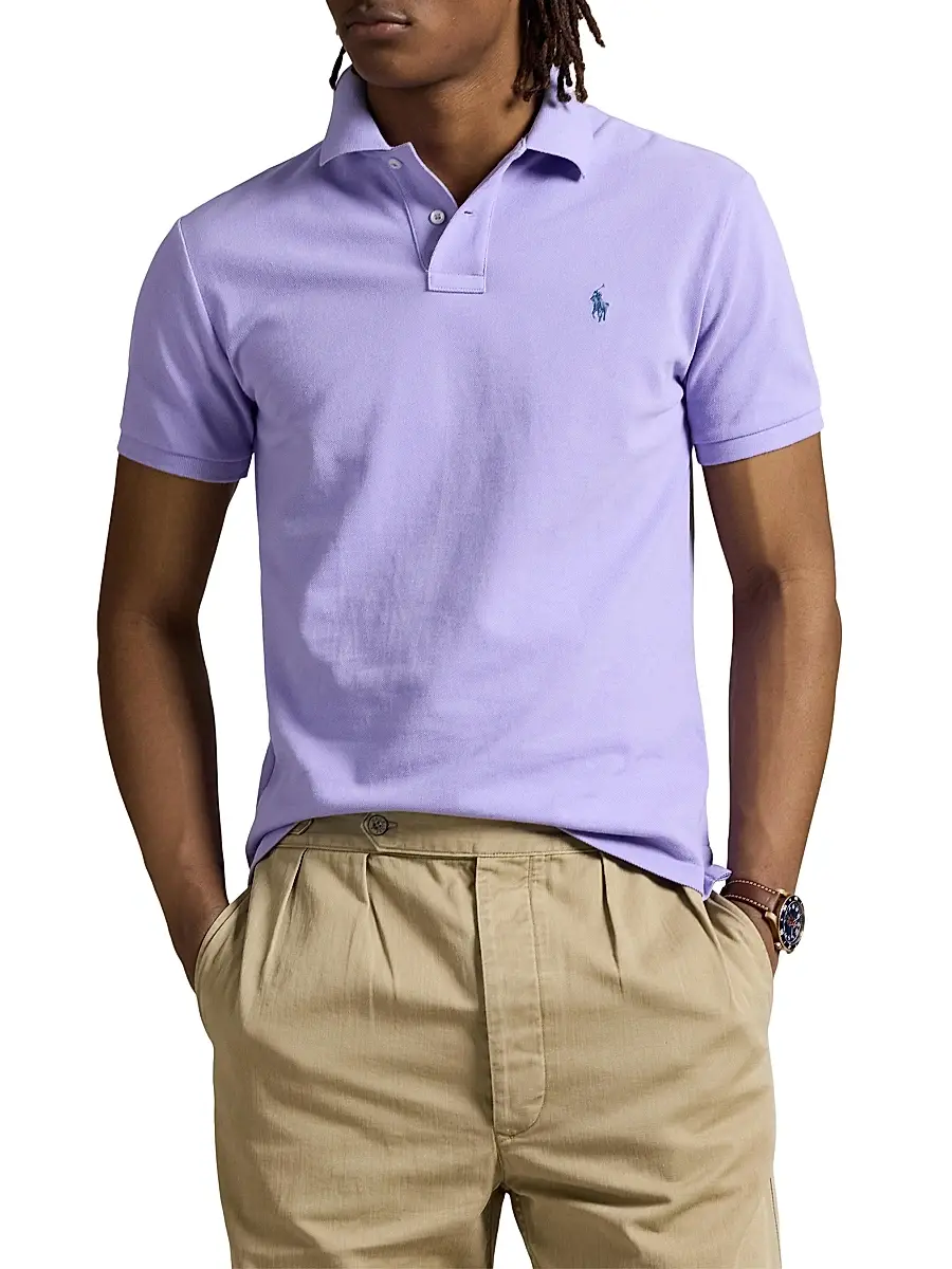 Polo Ralph Lauren Men's Custom-Slim-Fit Mesh Polo Shirt - Sky Lavender | Thumbnail 18 Polo Ralph Lauren Men's Custom-Slim-Fit Mesh Polo Shirt - Sky Lavender | Thumbnail 18