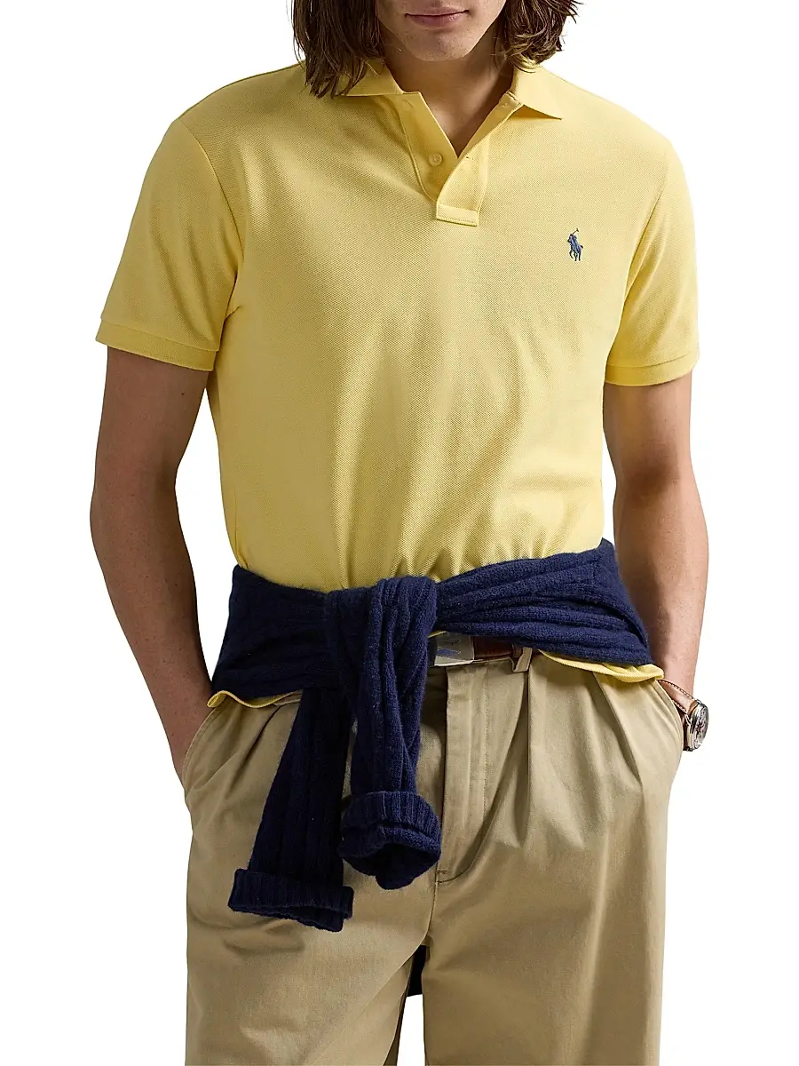 Polo Ralph Lauren Men's Custom-Slim-Fit Mesh Polo Shirt - Sky Lavender | Thumbnail 3 Polo Ralph Lauren Men's Custom-Slim-Fit Mesh Polo Shirt - Sky Lavender | Thumbnail 3
