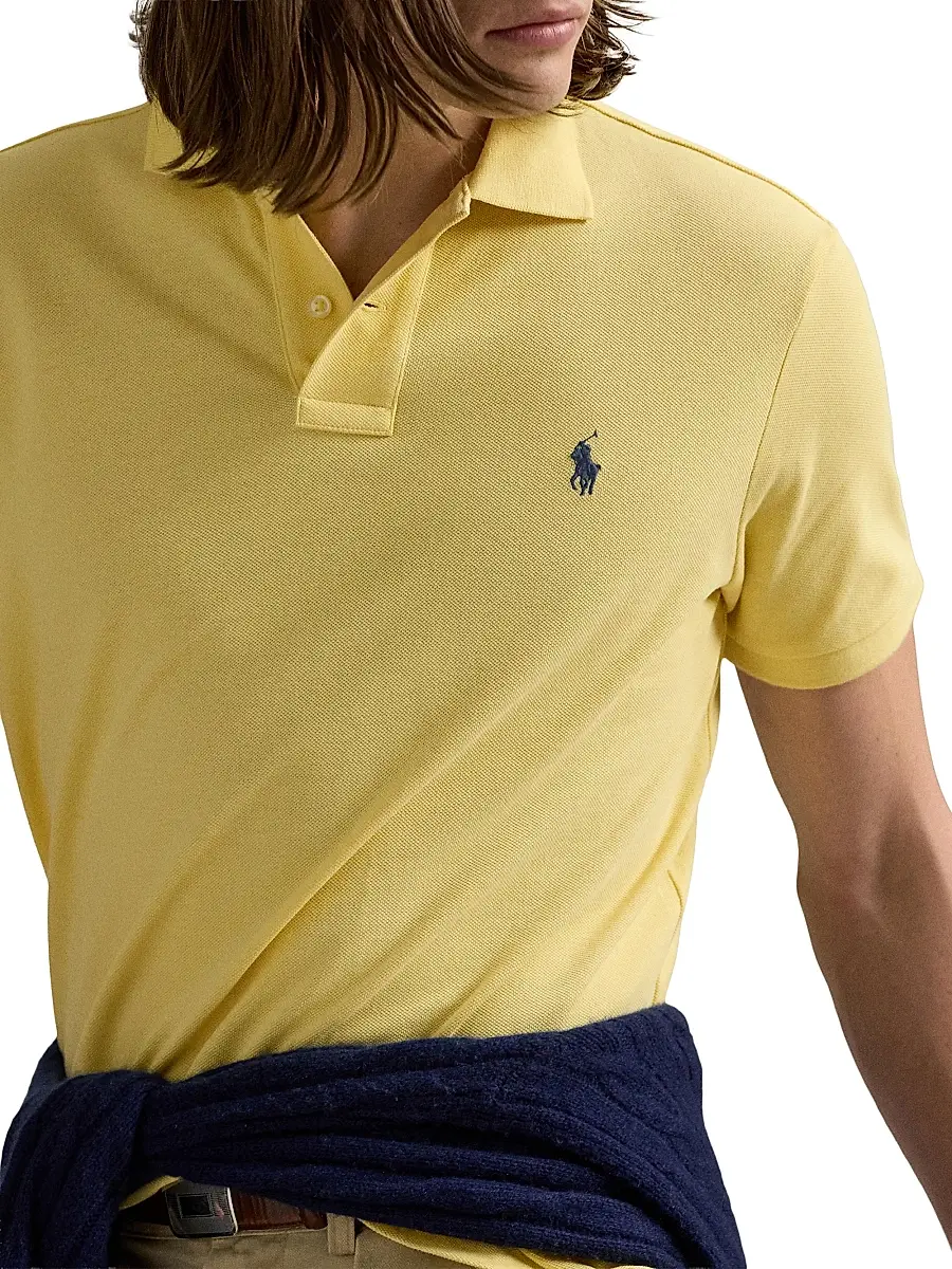 Polo Ralph Lauren Men's Custom-Slim-Fit Mesh Polo Shirt - Sky Lavender | Thumbnail 5 Polo Ralph Lauren Men's Custom-Slim-Fit Mesh Polo Shirt - Sky Lavender | Thumbnail 5