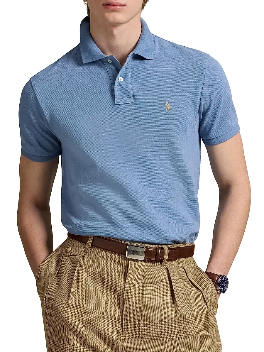 Polo Ralph Lauren Men's Custom-Slim-Fit Mesh Polo Shirt - Sky Lavender | Thumbnail 8 Polo Ralph Lauren Men's Custom-Slim-Fit Mesh Polo Shirt - Sky Lavender | Thumbnail 8
