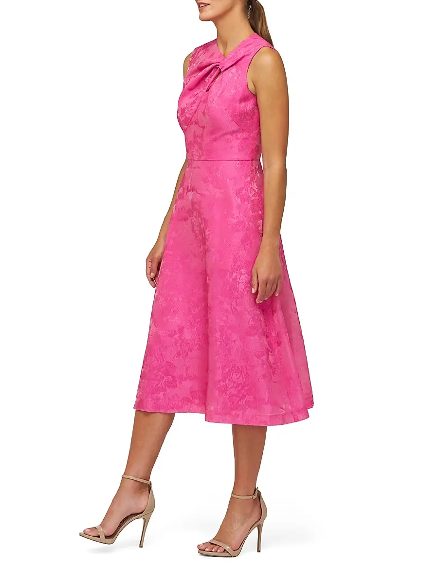 Kay Unger Women's Valencia Jacquard Sleeveless Midi-Dress | Thumbnail 4 Kay Unger Women's Valencia Jacquard Sleeveless Midi-Dress | Thumbnail 4