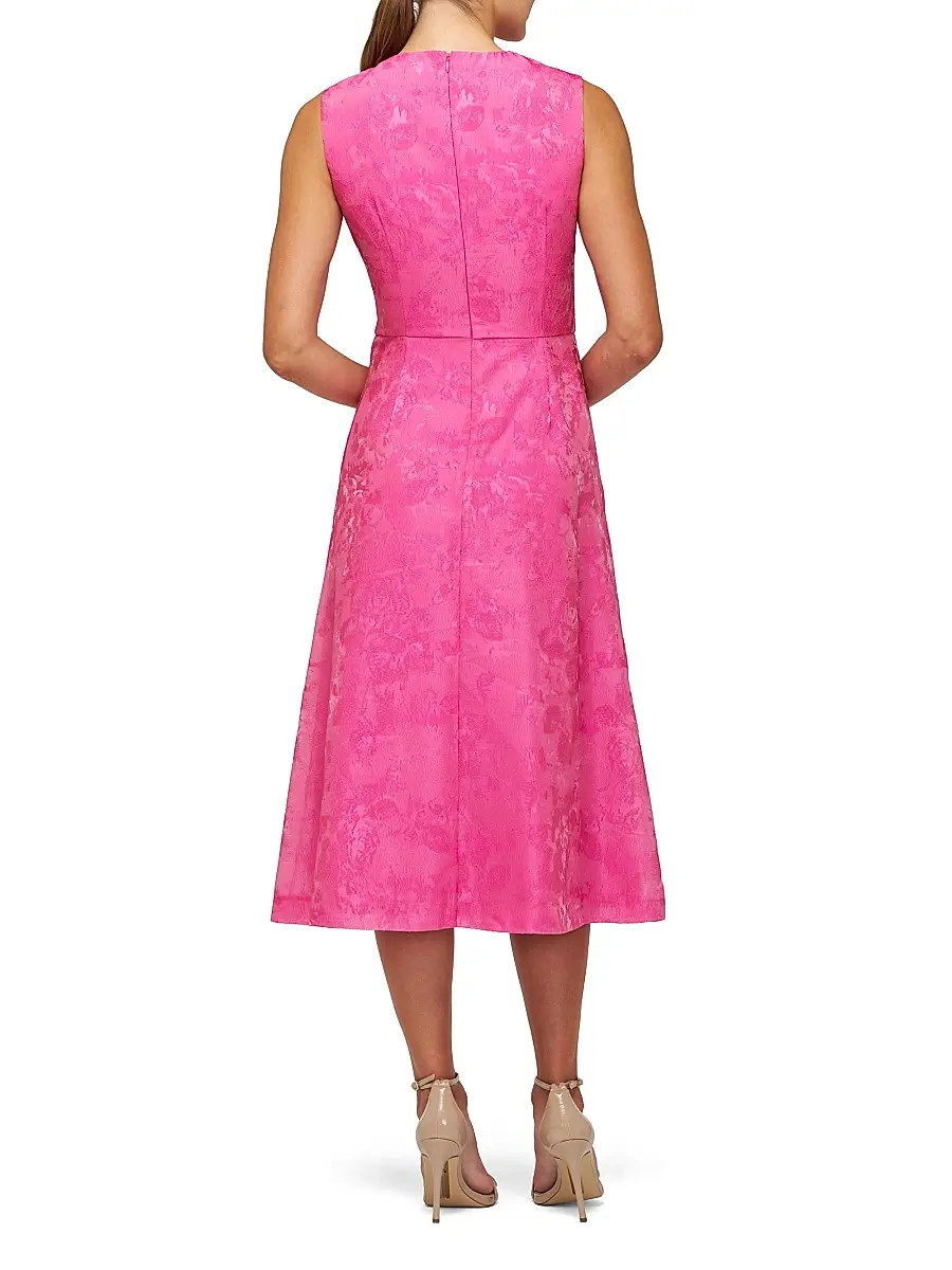 Kay Unger Women's Valencia Jacquard Sleeveless Midi-Dress | Thumbnail 5 Kay Unger Women's Valencia Jacquard Sleeveless Midi-Dress | Thumbnail 5