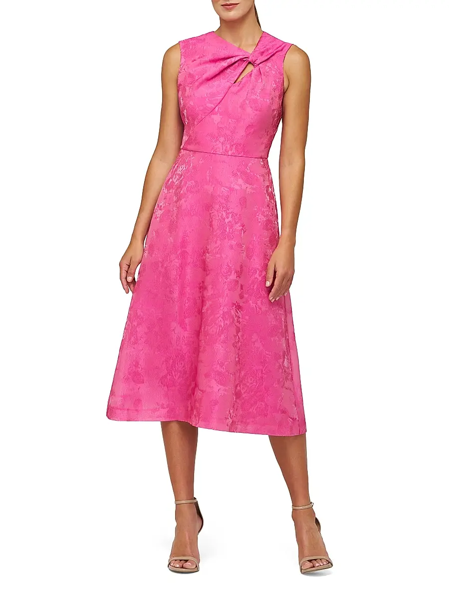 Kay Unger Women's Valencia Jacquard Sleeveless Midi-Dress - Pink Zinnia | Image 1 Kay Unger Women's Valencia Jacquard Sleeveless Midi-Dress - Pink Zinnia | Image 1