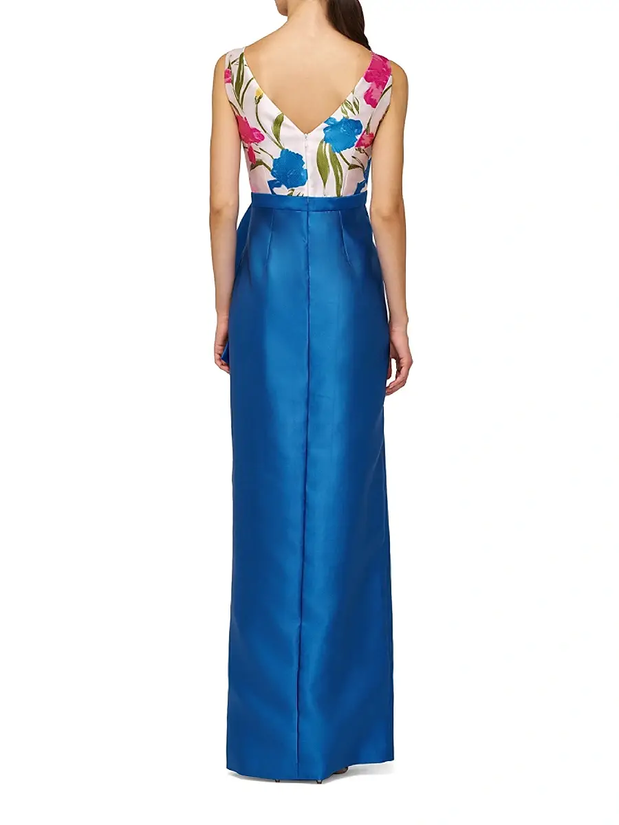 Kay Unger Women's Tabitha Bateau Neck Jacquard Gown | Thumbnail 6 Kay Unger Women's Tabitha Bateau Neck Jacquard Gown | Thumbnail 6