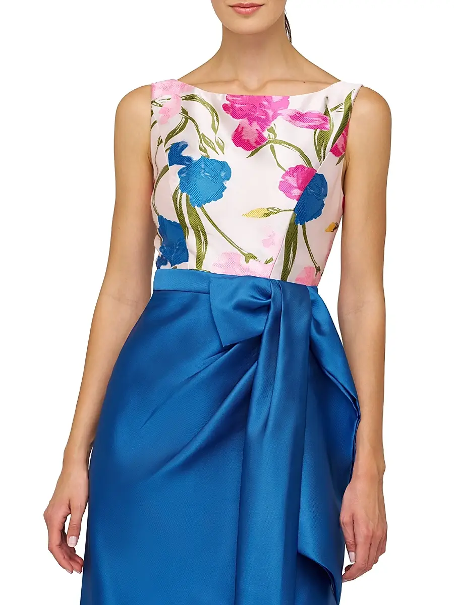 Kay Unger Women's Tabitha Bateau Neck Jacquard Gown | Thumbnail 7 Kay Unger Women's Tabitha Bateau Neck Jacquard Gown | Thumbnail 7
