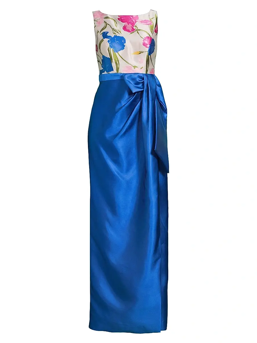 Kay Unger Women's Tabitha Bateau Neck Jacquard Gown