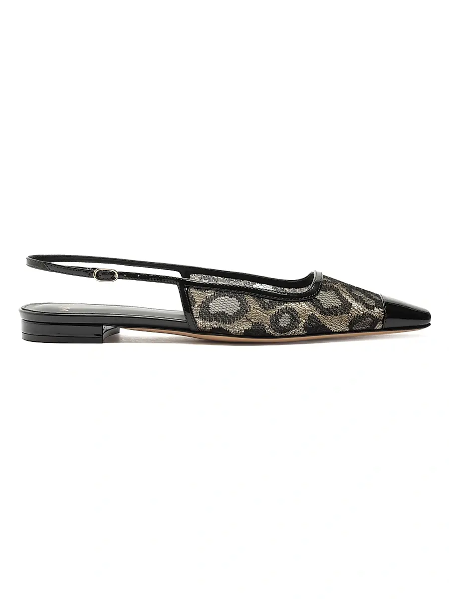 Alexandre Birman Women's Olivia Lace Slingback Flats - Golden Black | Image 1 Alexandre Birman Women's Olivia Lace Slingback Flats - Golden Black | Image 1