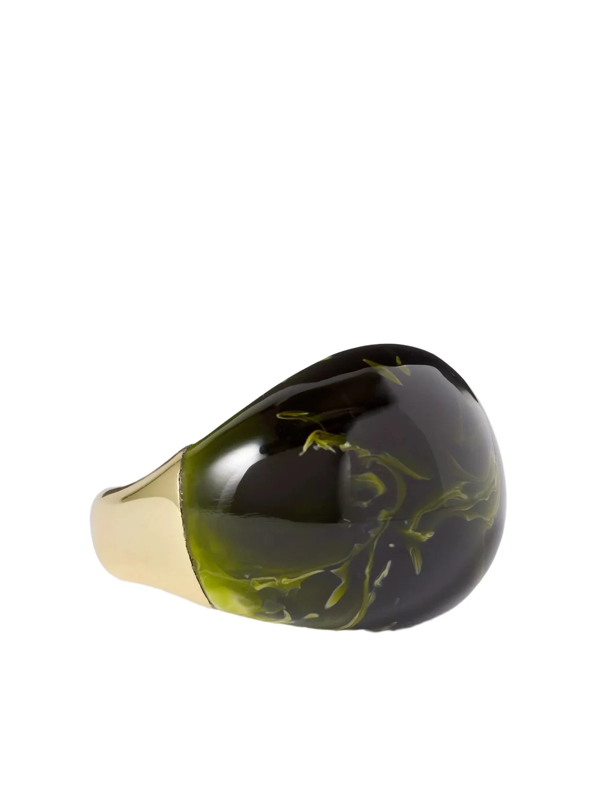 Large Gold-tone And Resin Ring - Green Large Gold-tone And Resin Ring - Green