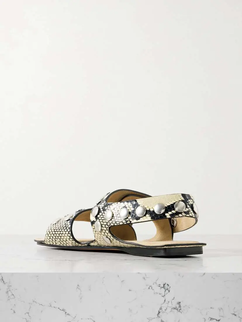 Khaite Boden Studded Snake-effect Leather Sandals | Thumbnail 3 Khaite Boden Studded Snake-effect Leather Sandals | Thumbnail 3
