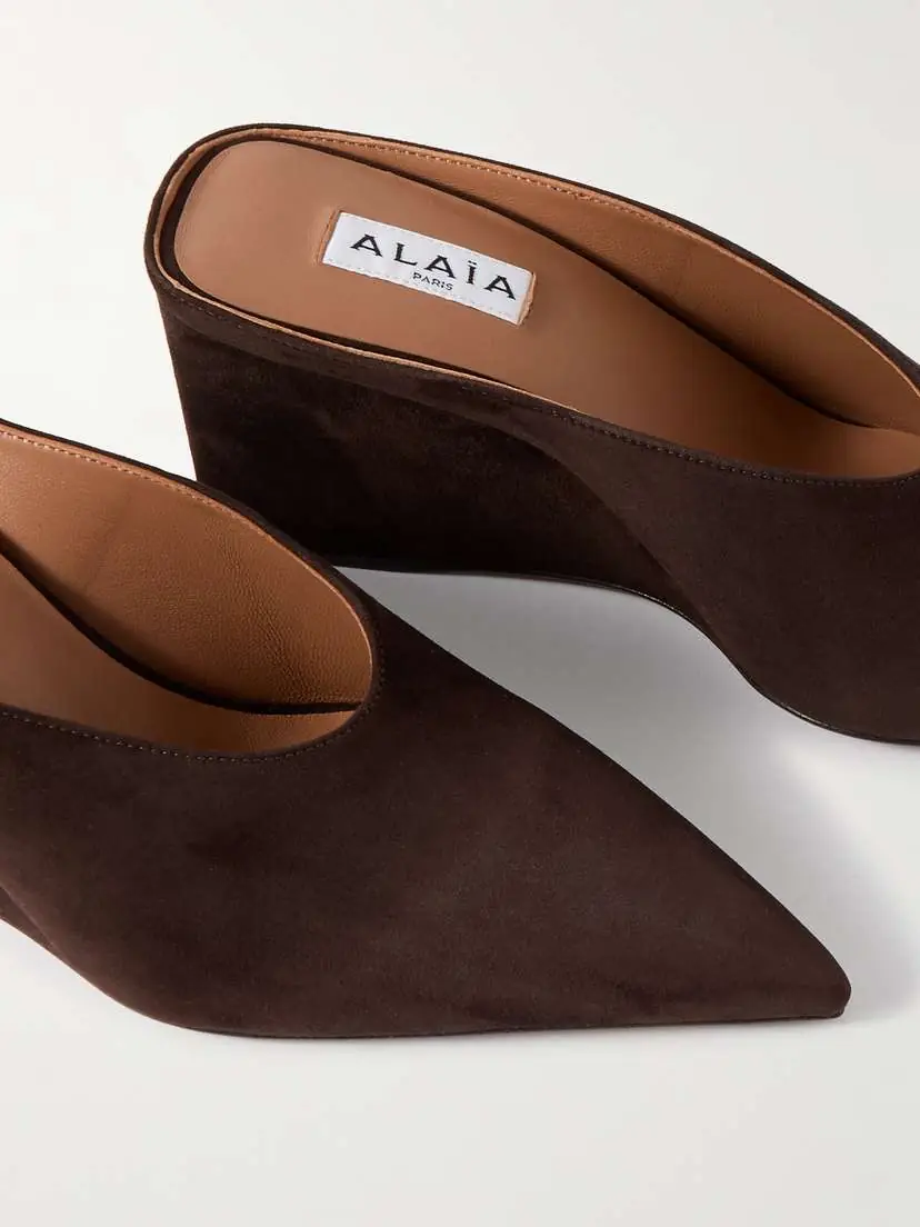 Alaïa 75 Suede Point-toe Wedge Mules | Thumbnail 4