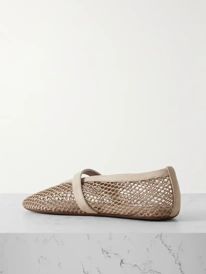 Alaïa Suede-trimmed Mesh Ballet Flats | Thumbnail 3