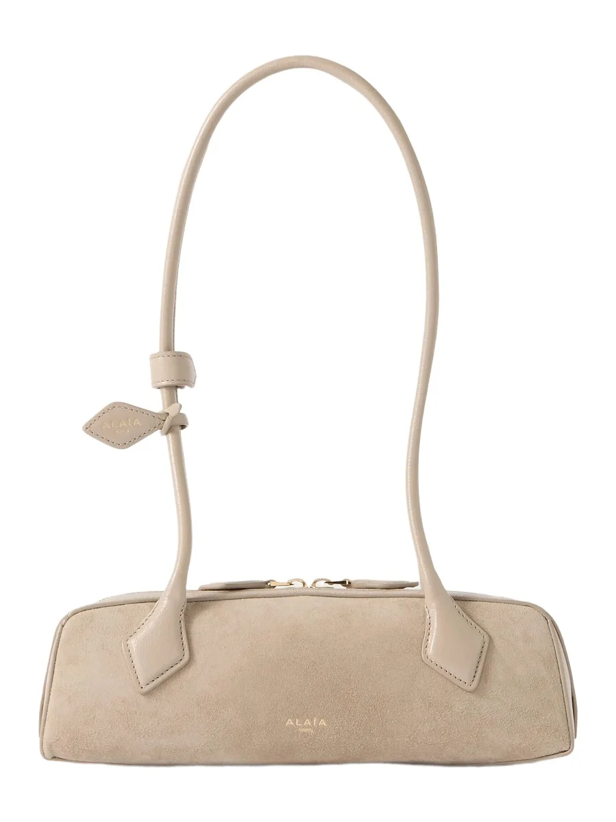 Le Teckel Small Leather-trimmed Suede Shoulder Bag Le Teckel Small Leather-trimmed Suede Shoulder Bag
