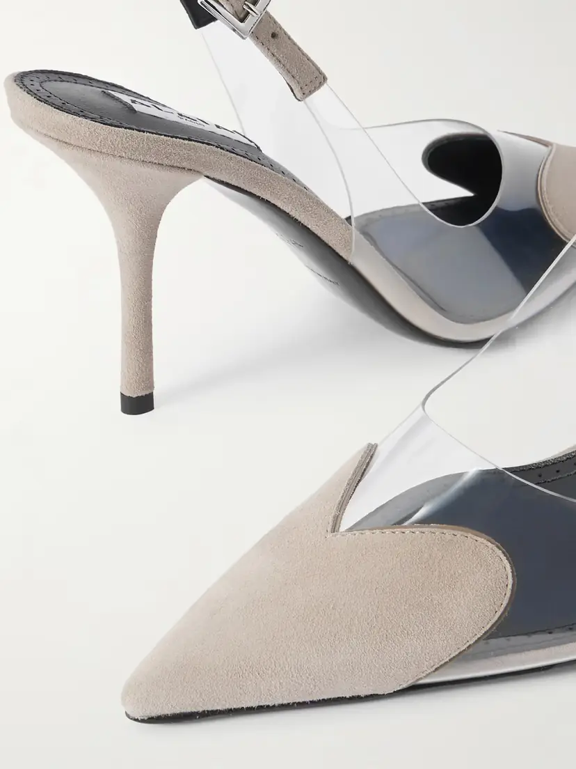 Alaïa Le Cœur 90 Suede And Pvc Slingback Pumps | Thumbnail 4
