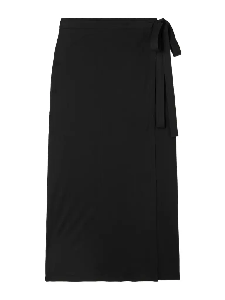 Organic Cotton-blend Midi Wrap Skirt