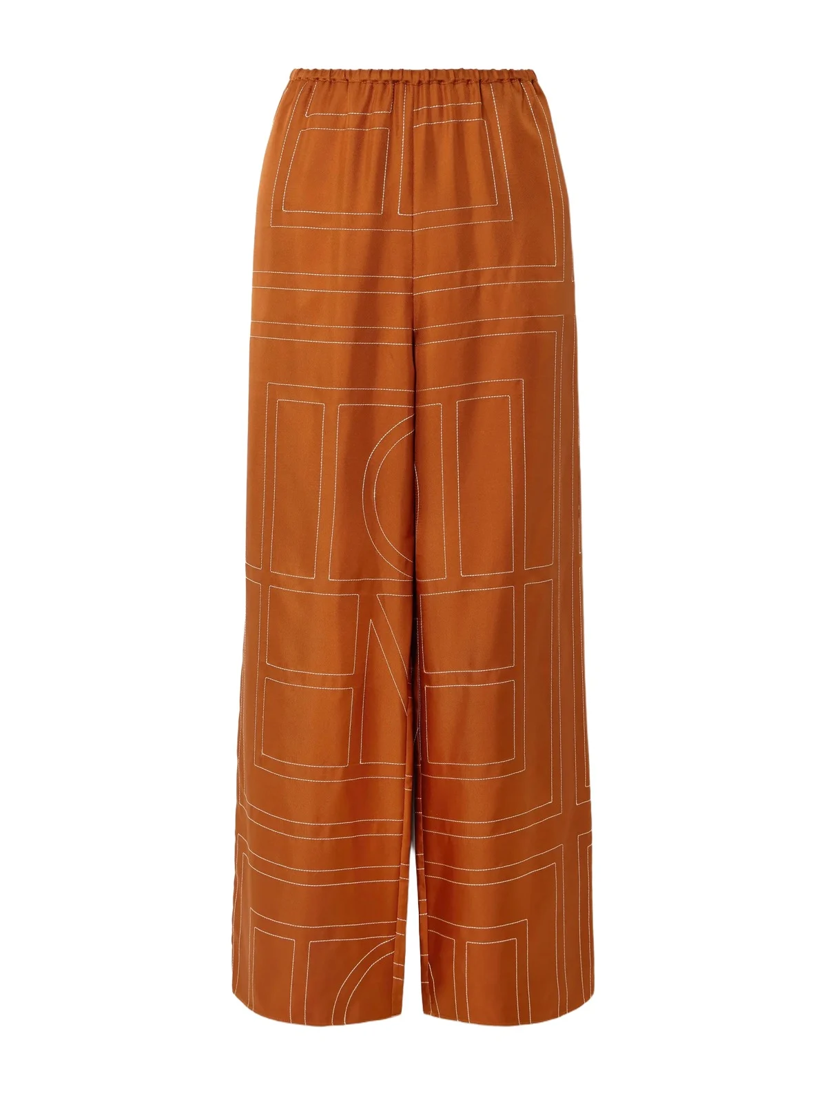 TOTEME Embroidered Silk-twill Wide-leg Pants
