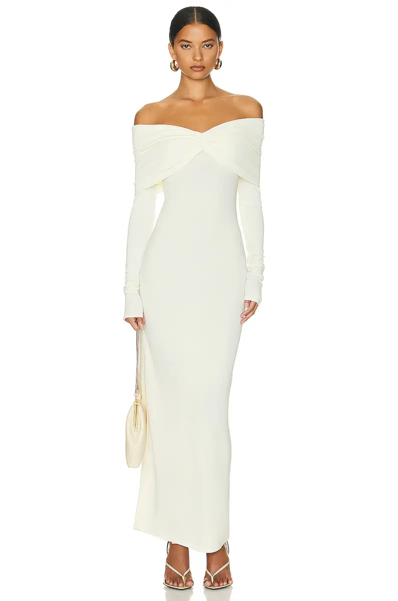 Helsa Matte Jersey Off Shoulder Maxi Dress | Image 1 Helsa Matte Jersey Off Shoulder Maxi Dress | Image 1