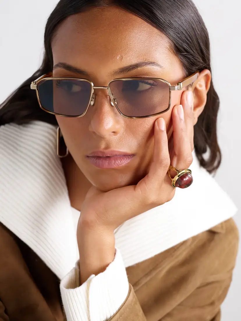Brunello Cucinelli Square-frame Gold-tone And Acetate Sunglasses | Thumbnail 2 Brunello Cucinelli Square-frame Gold-tone And Acetate Sunglasses | Thumbnail 2