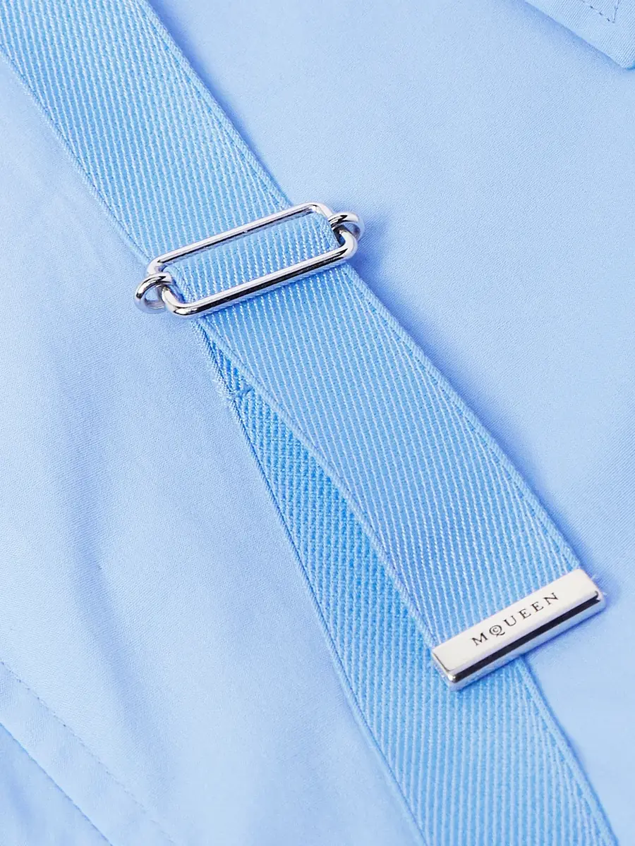 Alexander McQueen Slim-Fit Harness-Detailed Stretch-Cotton Shirt - Men - Blue - UK/US 16 | Thumbnail 5