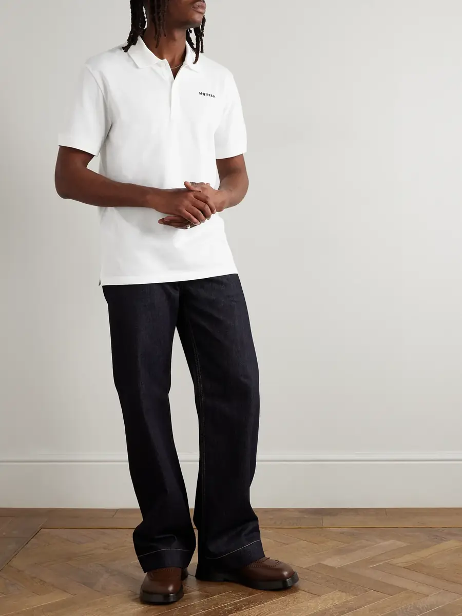 Alexander McQueen Logo-Embroidered Cotton-Piqué Polo Shirt - Men | Thumbnail 2 Alexander McQueen Logo-Embroidered Cotton-Piqué Polo Shirt - Men | Thumbnail 2