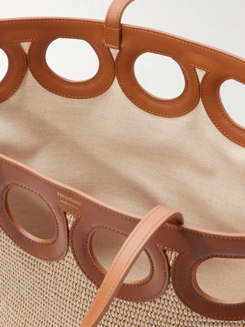 Ferragamo Leather-trimmed Raffia Tote | Thumbnail 5 Ferragamo Leather-trimmed Raffia Tote | Thumbnail 5
