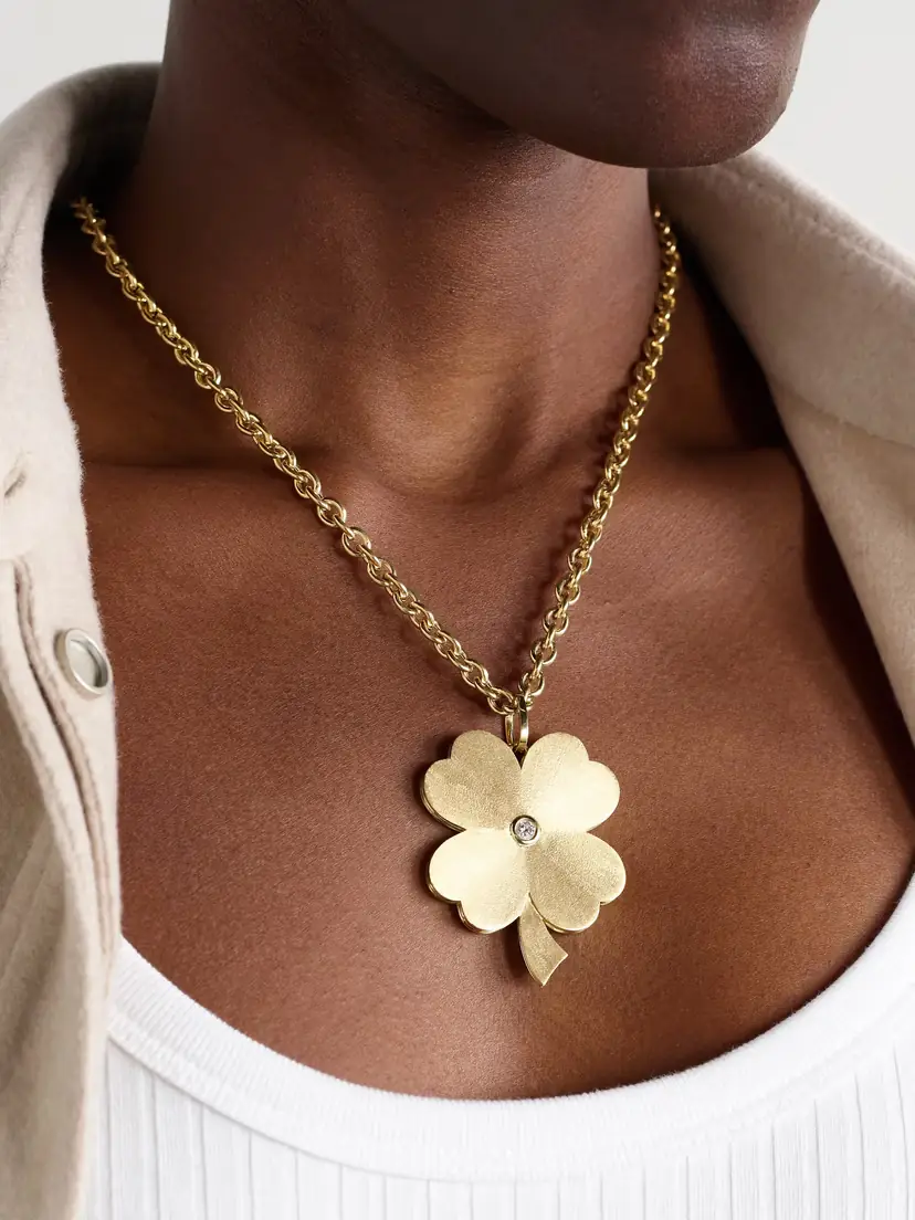 Marie Lichtenberg Jumbo Clover 18-karat Gold Diamond Necklace | Thumbnail 2