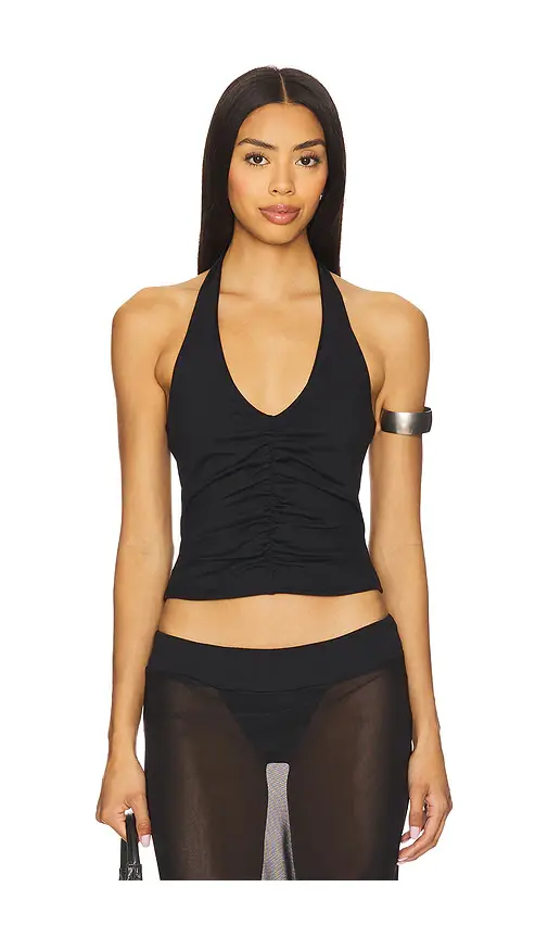 susana monaco Center Gathered Tie Halter Top | Image 1 susana monaco Center Gathered Tie Halter Top | Image 1
