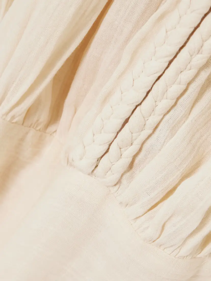 Isabel Marant Jaoni Gathered Ruched Braided Cotton-gauze Mini Dress | Thumbnail 4