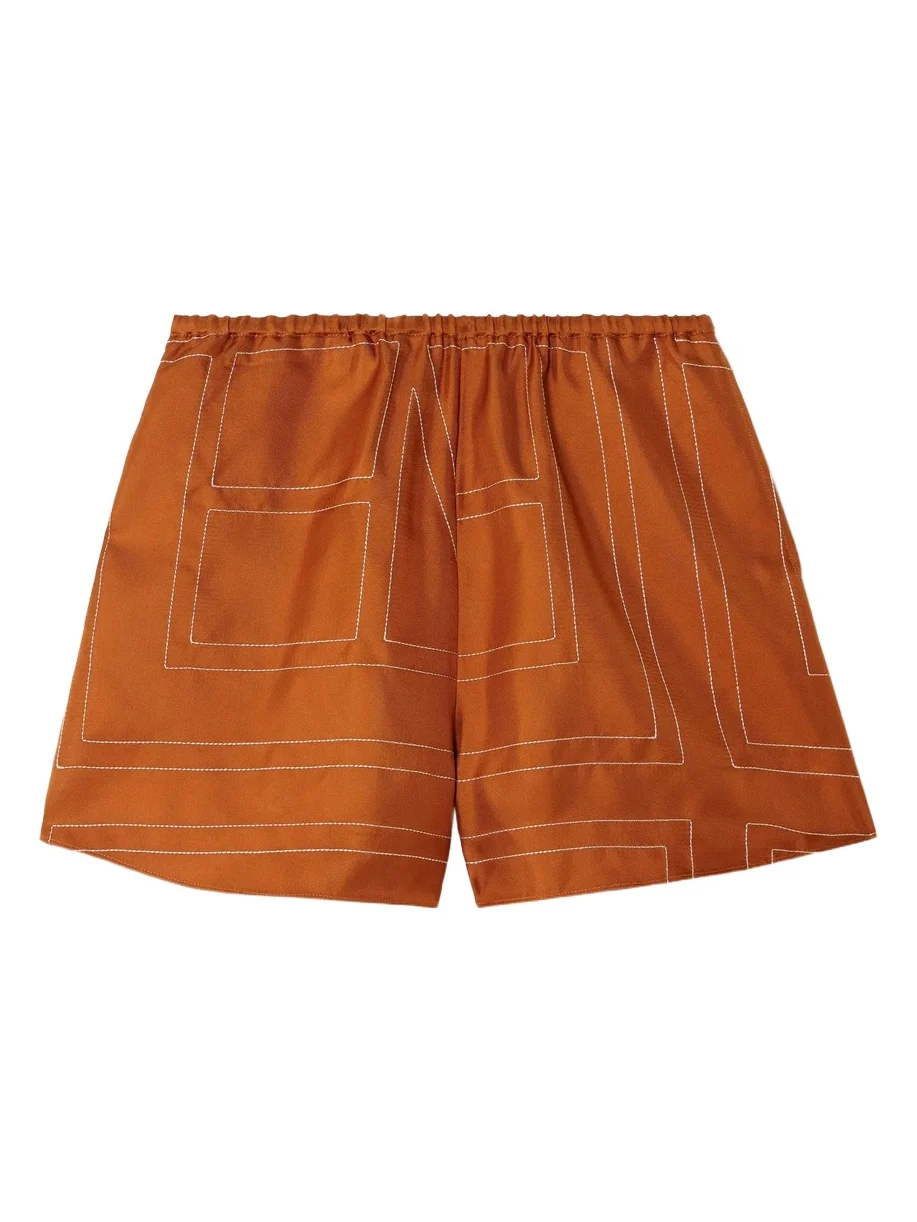 TOTEME Embroidered Silk-twill Shorts