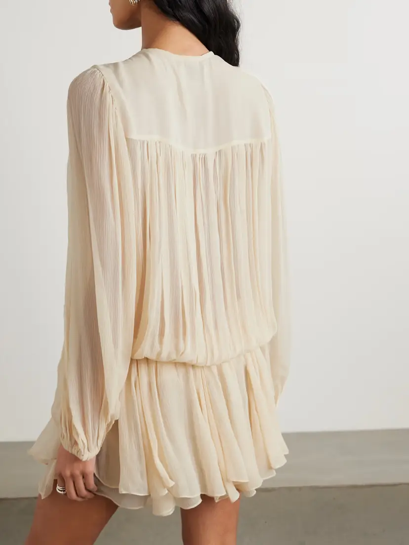 Isabel Marant Aliyah Embellished Tiered Gathered Silk-crepon Mini Dress | Thumbnail 3